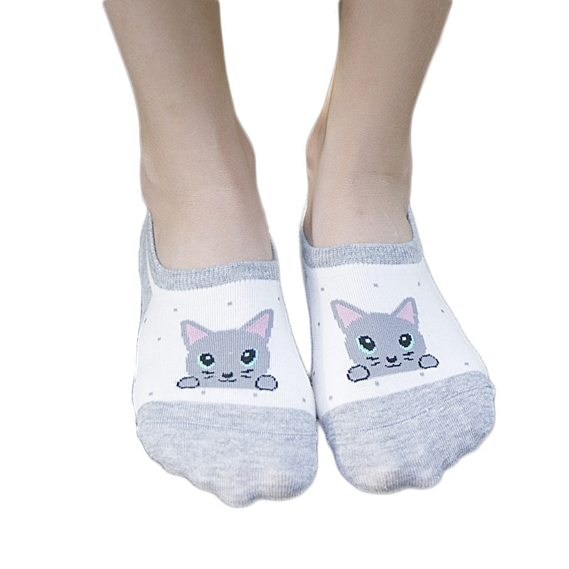 10 Pairs Cartoon Socks Female Invisible Socks Animal Owl Non Slip Silicone Socks Wholesale
